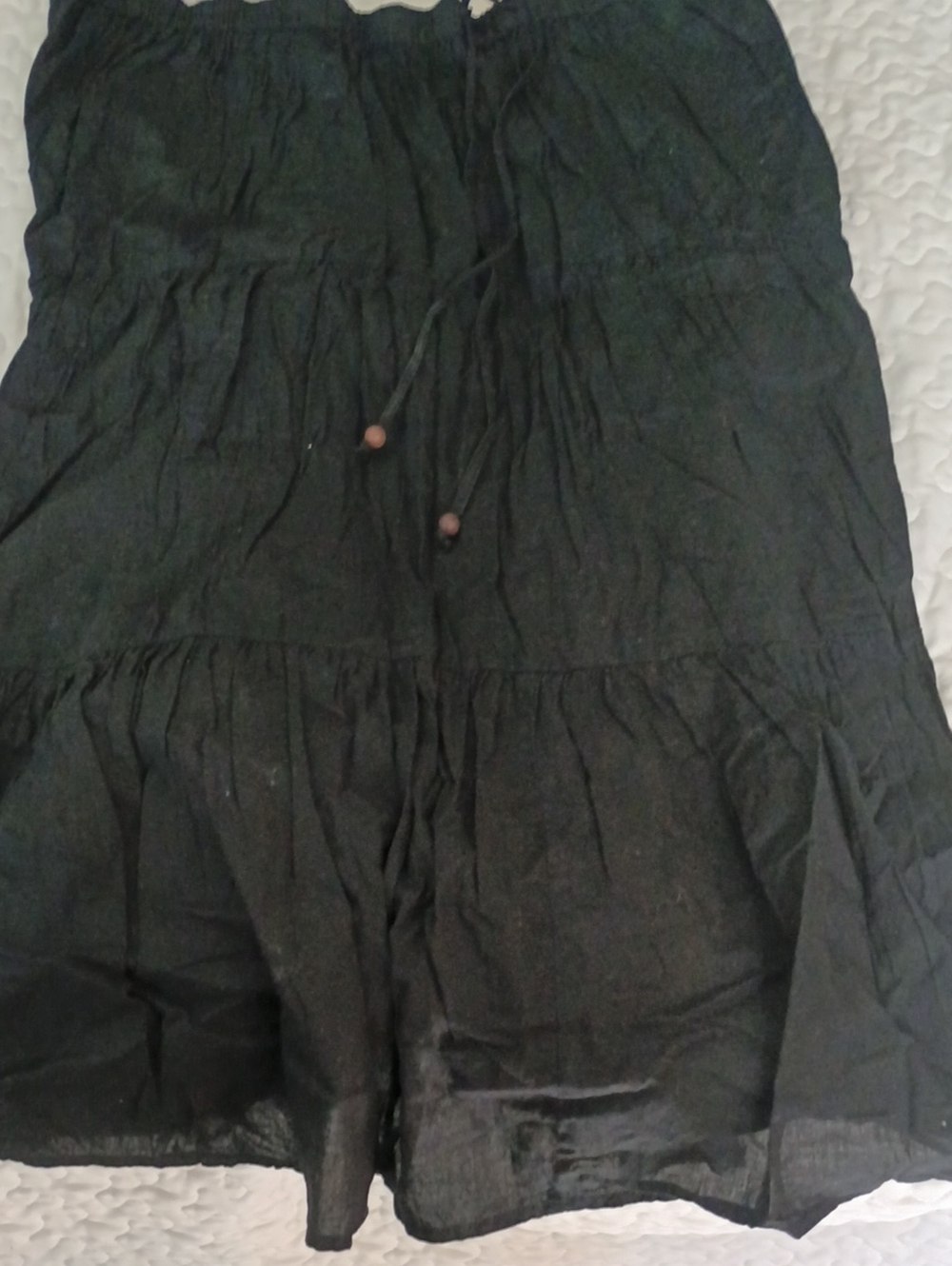 White Stag Black Tiered Maxi Skirt with Drawstring